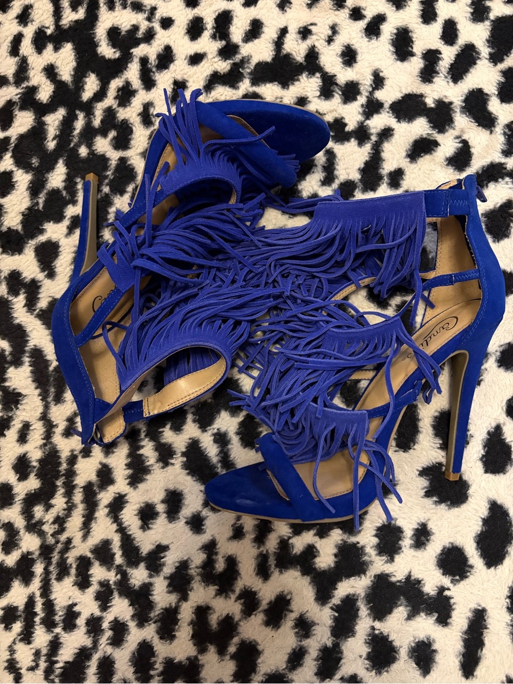 Candie's Royal Blue Fringe Stiletto Sandals